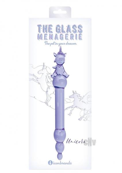 Glass Menage Unicorn Dildo Purple