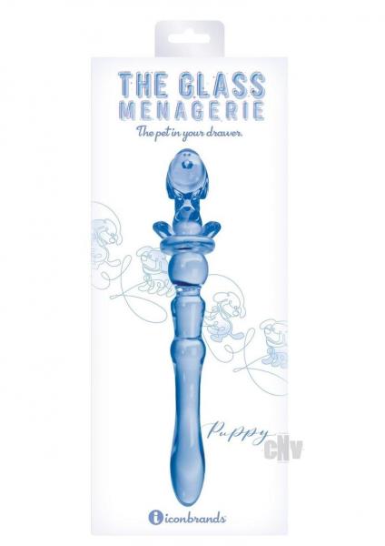 Glass Menage Puppy Dildo Blue