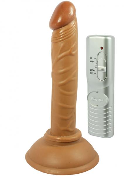 Real Skin Latin American Mini Whoppers Vibrating Dong Brown 4 Inch