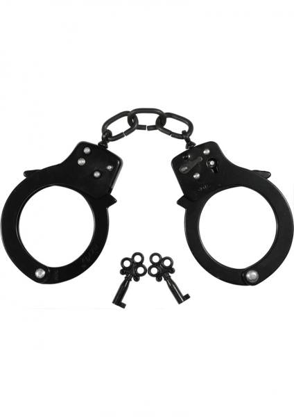 Handcuffs Black Coated Steel Single Lock - Black