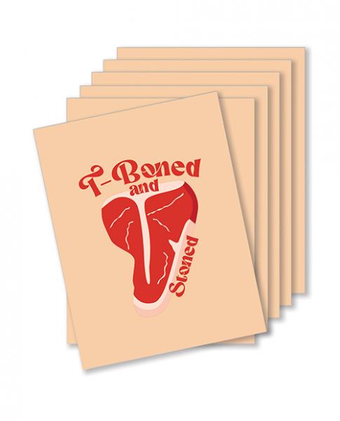 T-boned And Stoned Naughty Greeting Card - Pack Of 6