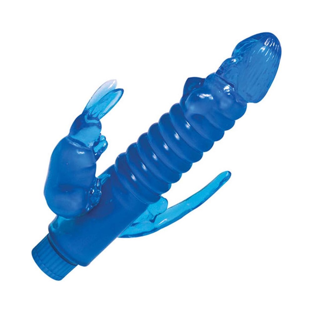 Ribbed Bunny Vibrator With Anal Tickler (blue)