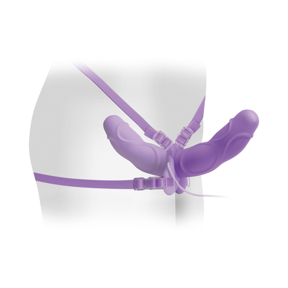 Elite Vibrating Double Delight Strap On 10 Inches - Purple