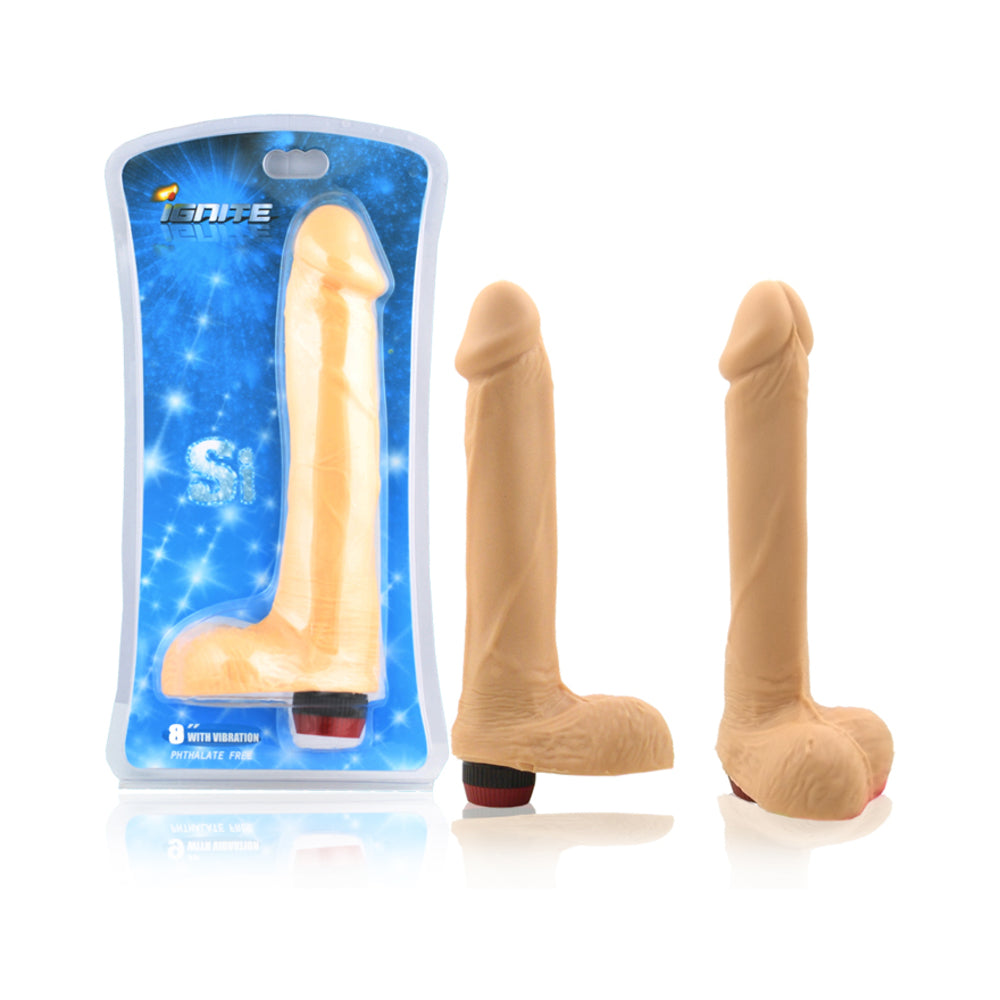 Si 8in Cock W/balls & Vibration