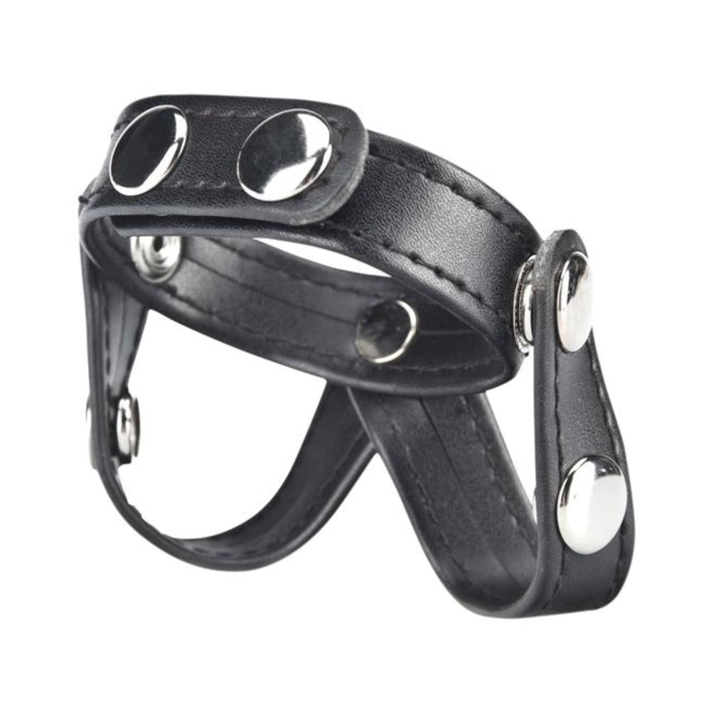 C & B Gear V-Style Cock Ring with Ball Divider Black