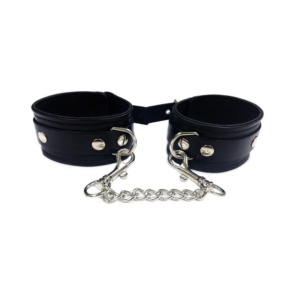 Rouge Plain Leather Wrist Cuffs Black