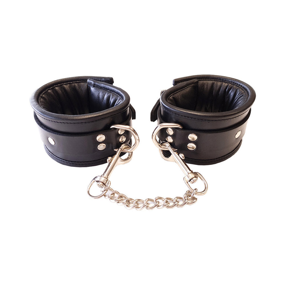 Rouge Padded Leather Wrist Cuffs Black