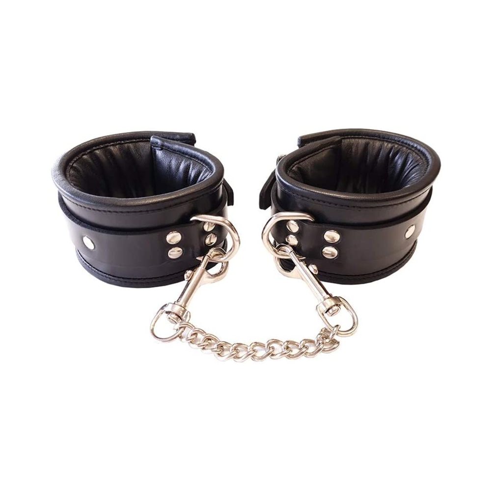 Rouge Padded Leather Ankle Cuffs Black