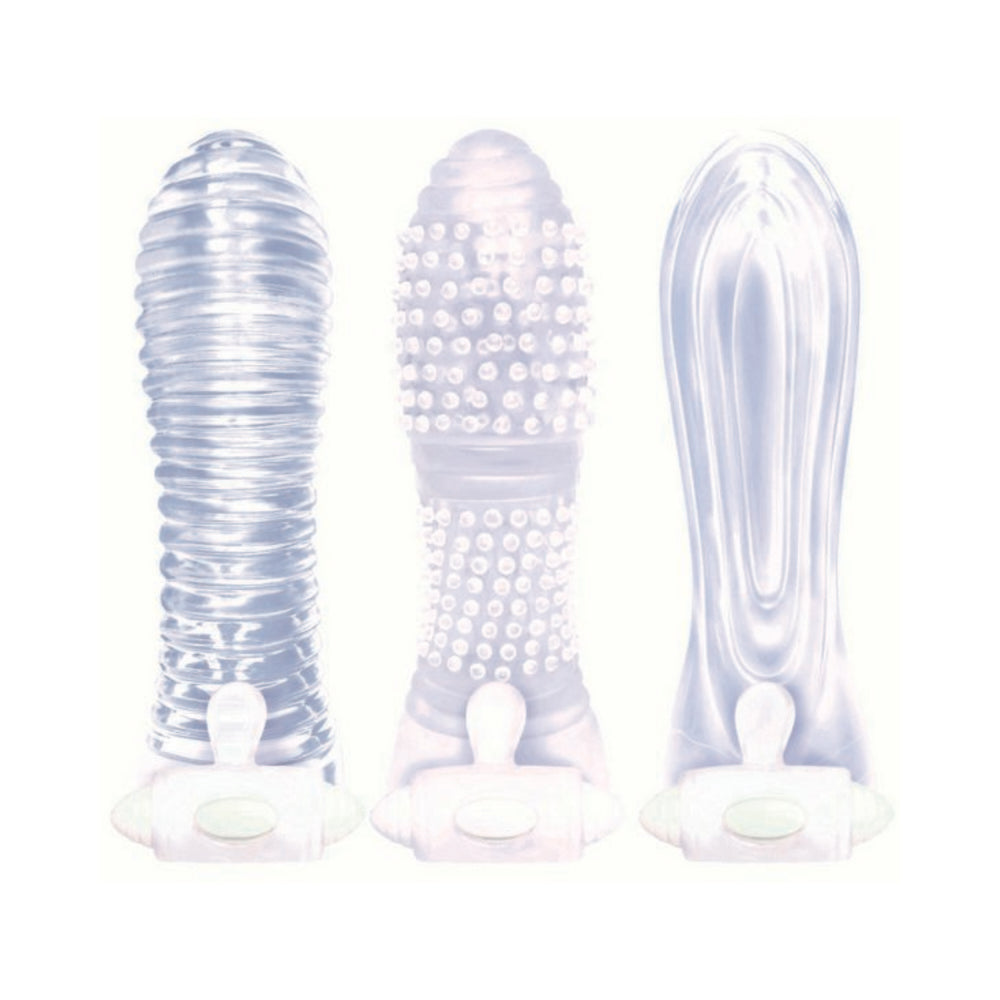 The 9's, Vibrating Sextenders, 3-pack, Nubbed, Contoured, Ribbed