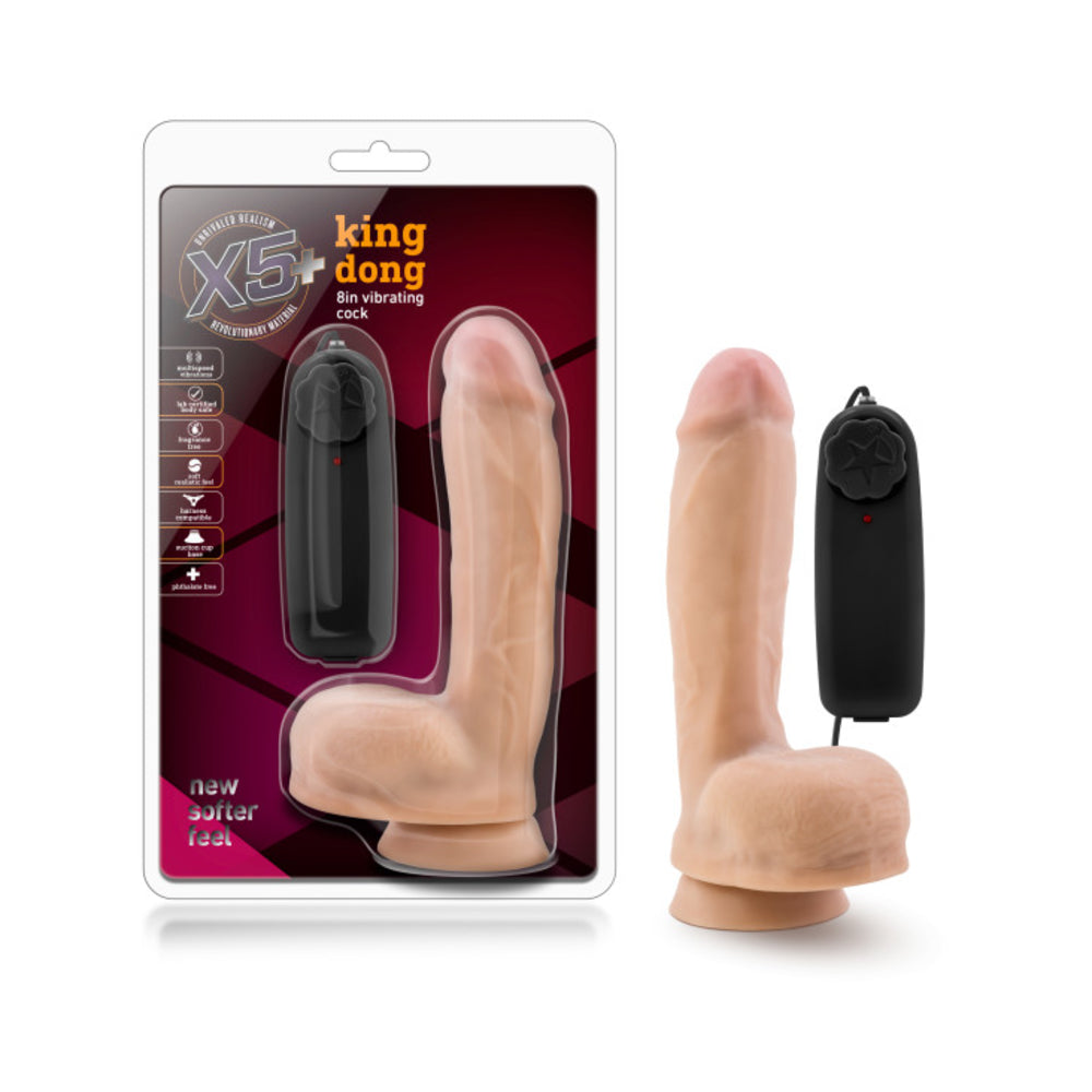 X5 Plus King Dong 8 Inches Vibrating Cock Vanilla Beige