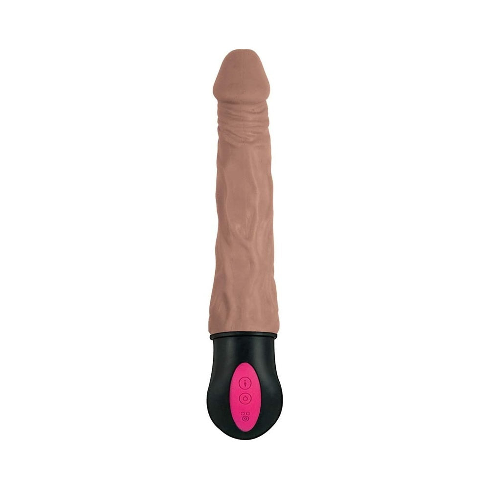 Natural Realskin Hot Cock #1 Fully Bendable 12 Function Usb Cord Included Waterproof Brown