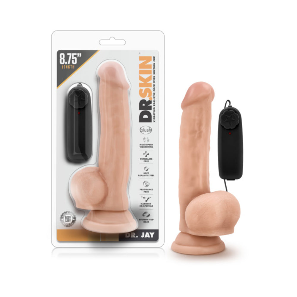 Dr. Skin - Dr. Jay - 8.75in Vibrating Cock With Suction Cup - Vanilla