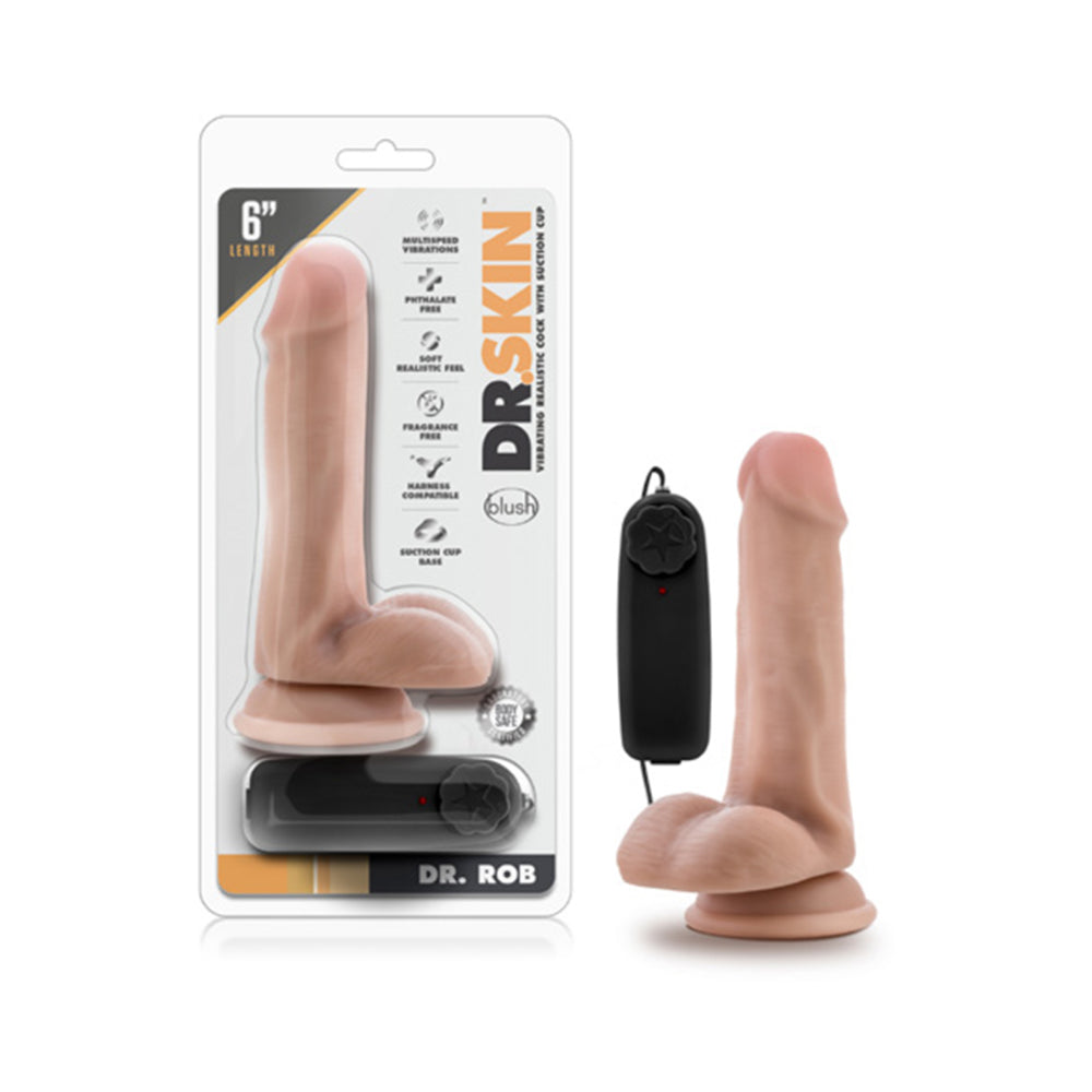 Dr. Skin - Dr. Rob - 6in Vibrating Cock With Suction Cup - Vanilla