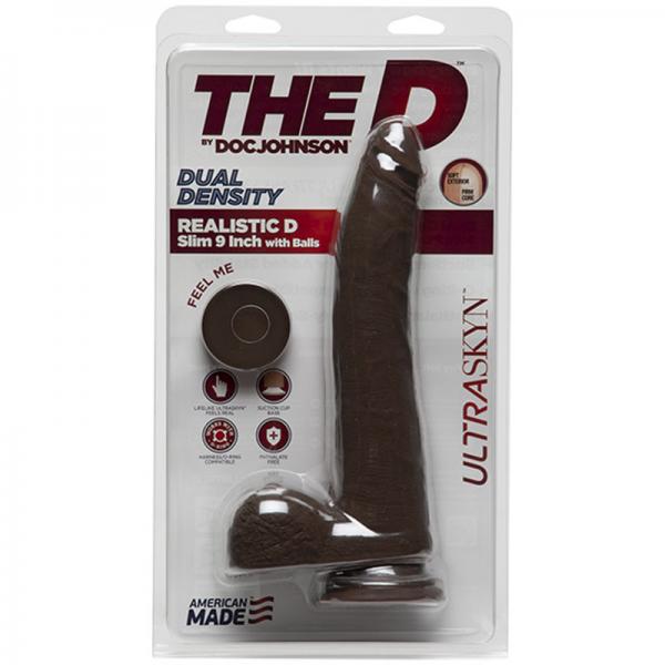 The Realistic D Slim W/balls 9 Chocolat