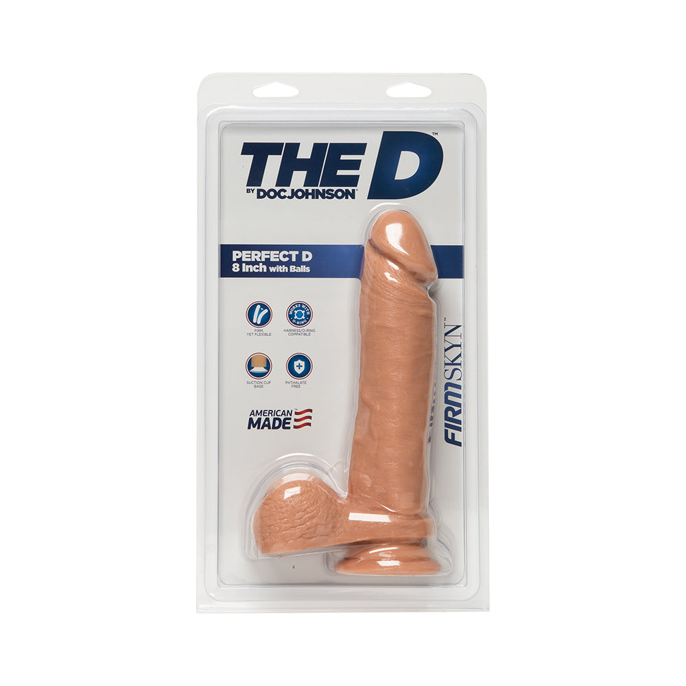 The D The Perfect D 8 inches Dildo with Balls Beige