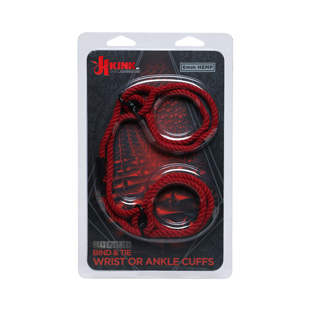 Kink Hogtied Bind & Tie Hemp Wrist Or Ankle Cuffs Red