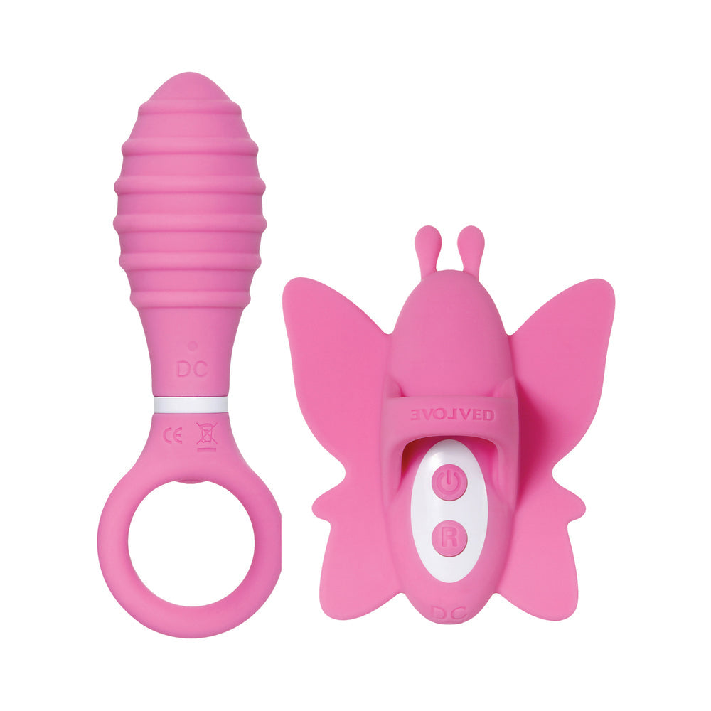 Evolved Double Date Couples Toy Vibrating Butt Plug Vibrating Butterfly Clit Stimulator10 Functions