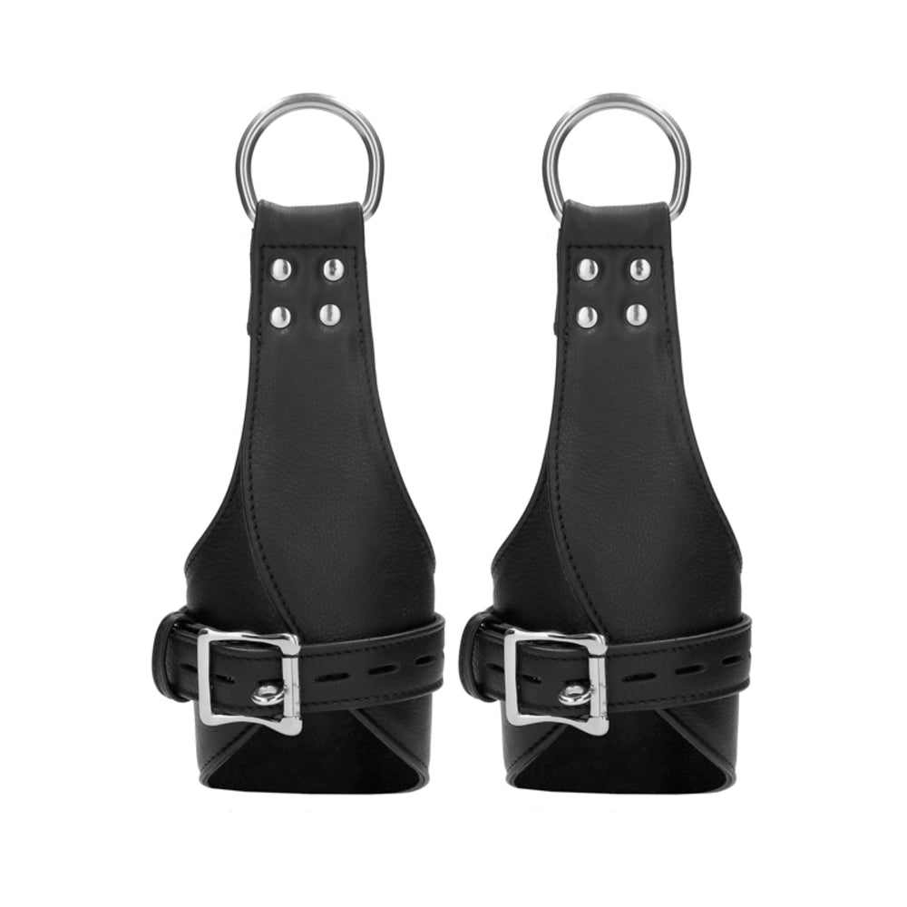 Ouch! Pain - Calf Leather Suspension Wrist Bondage Handcuffs