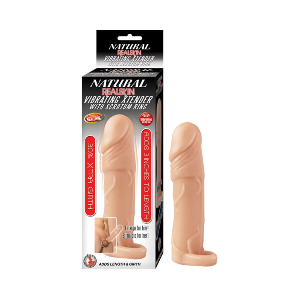 Natural Realskin Vibrating Xtender With Scrotum Ring