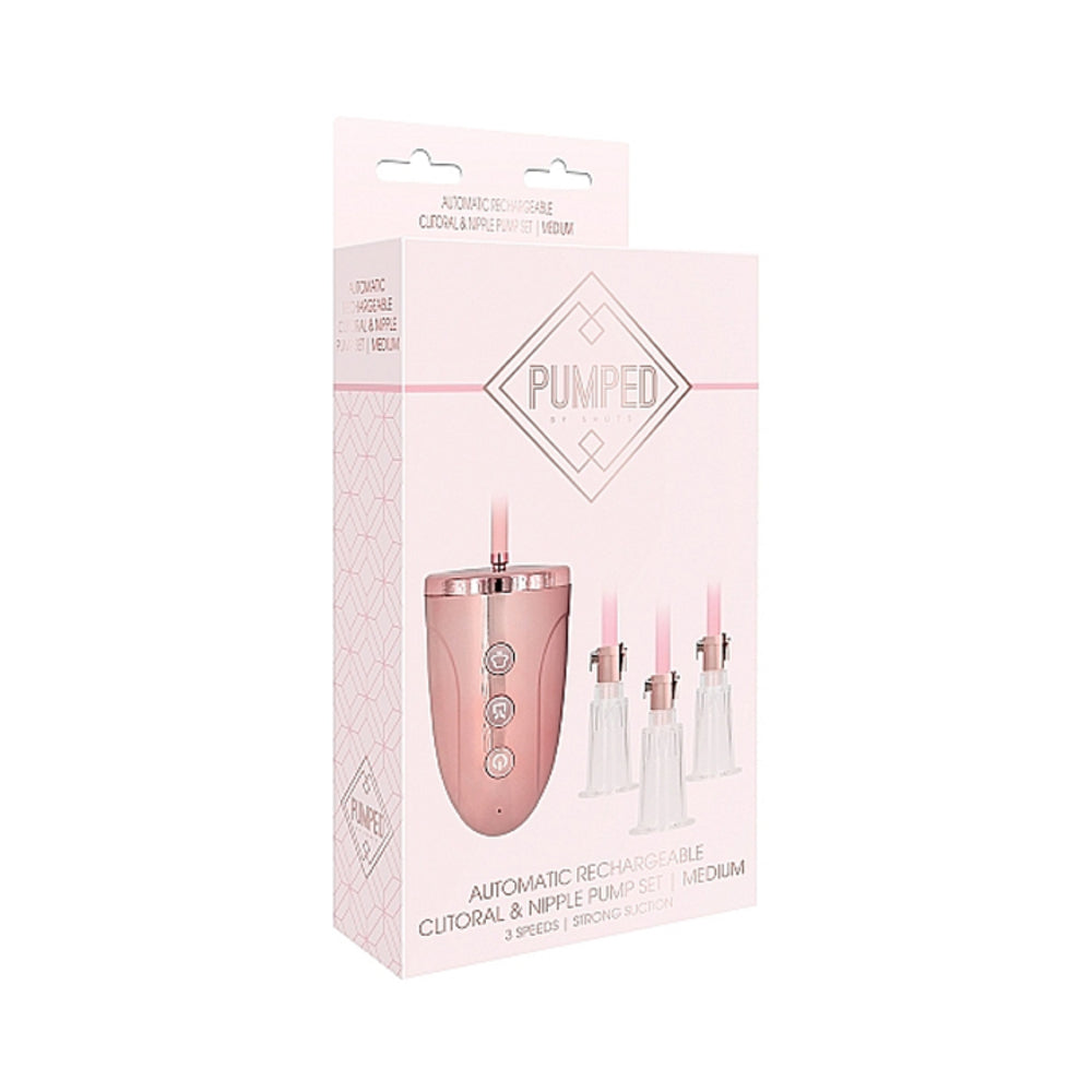 Automatic Rechargeable Clitoral & Nipple Pump Set - Medium - Pink