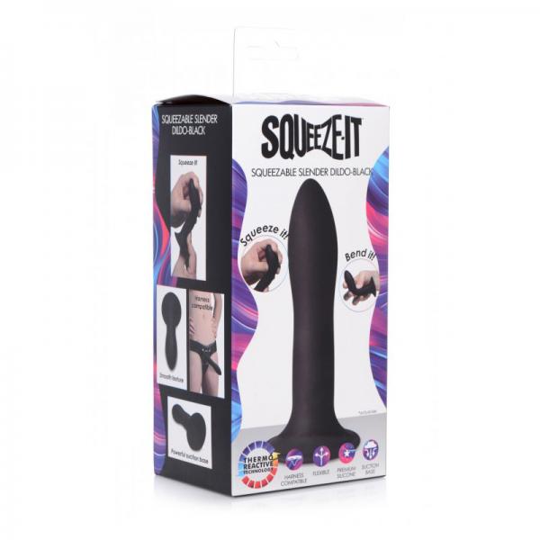 Squeezable Slender Dildo - Black