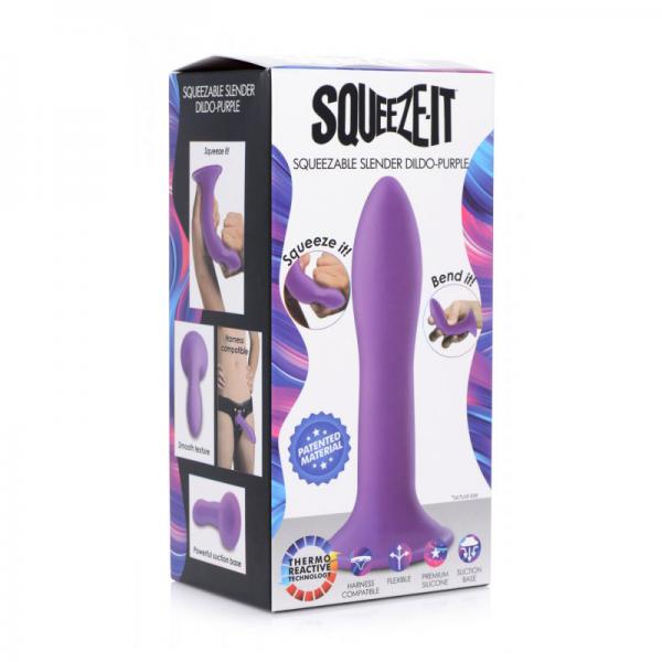 Squeezable Slender Dildo - Purple