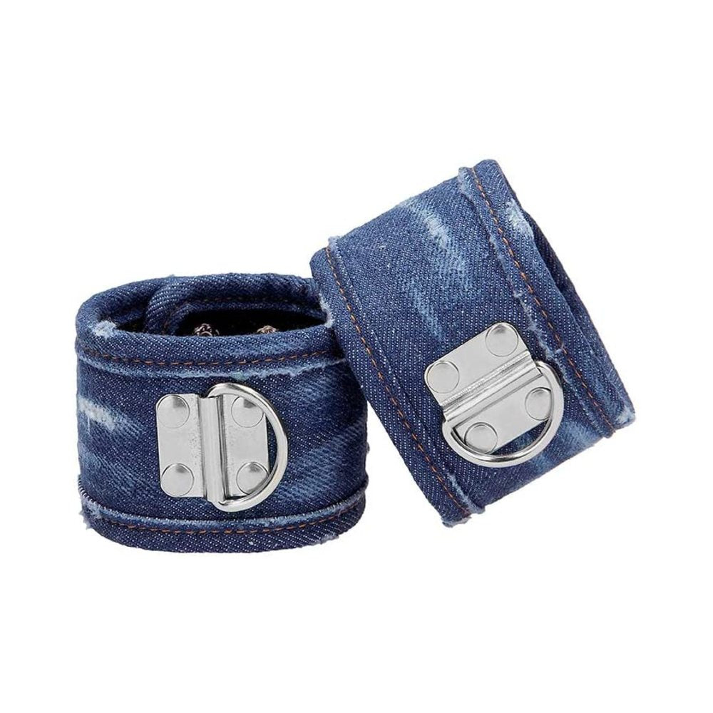 Ouch! Denim Handcuffs - Roughened Denim Style - Blue