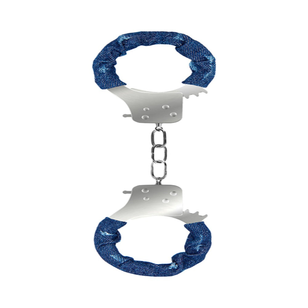 Ouch! Denim Metal Handcuffs - Roughened Denim Style - Blue