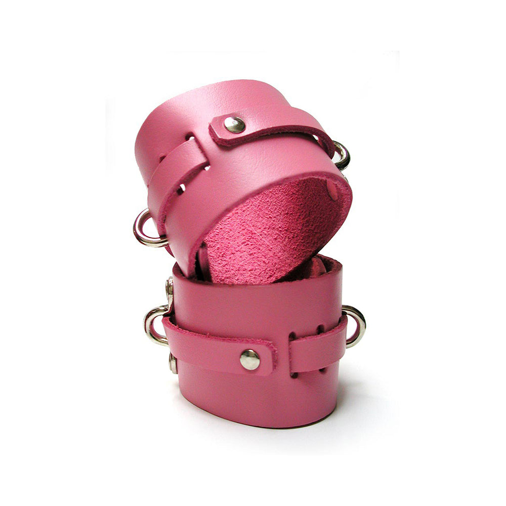 Kinklab Pink Bound Leather Wrist Cuffs