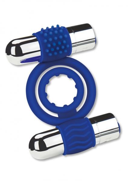 Zolo Duo Vibrating Cock Ring - Blue