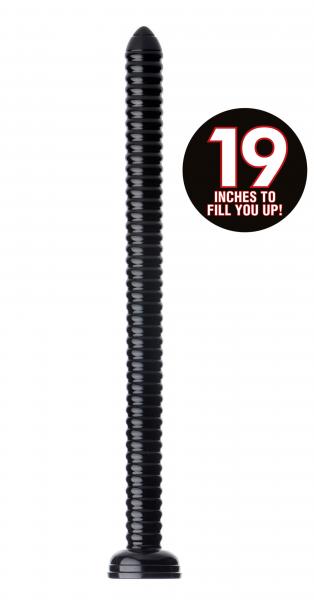 Hosed 19 Inches Ribbed Anal Snake Black Probe