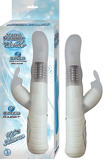 Magic Rabbit Tickler Silicone Vibe Waterproof White 8.5 Inch