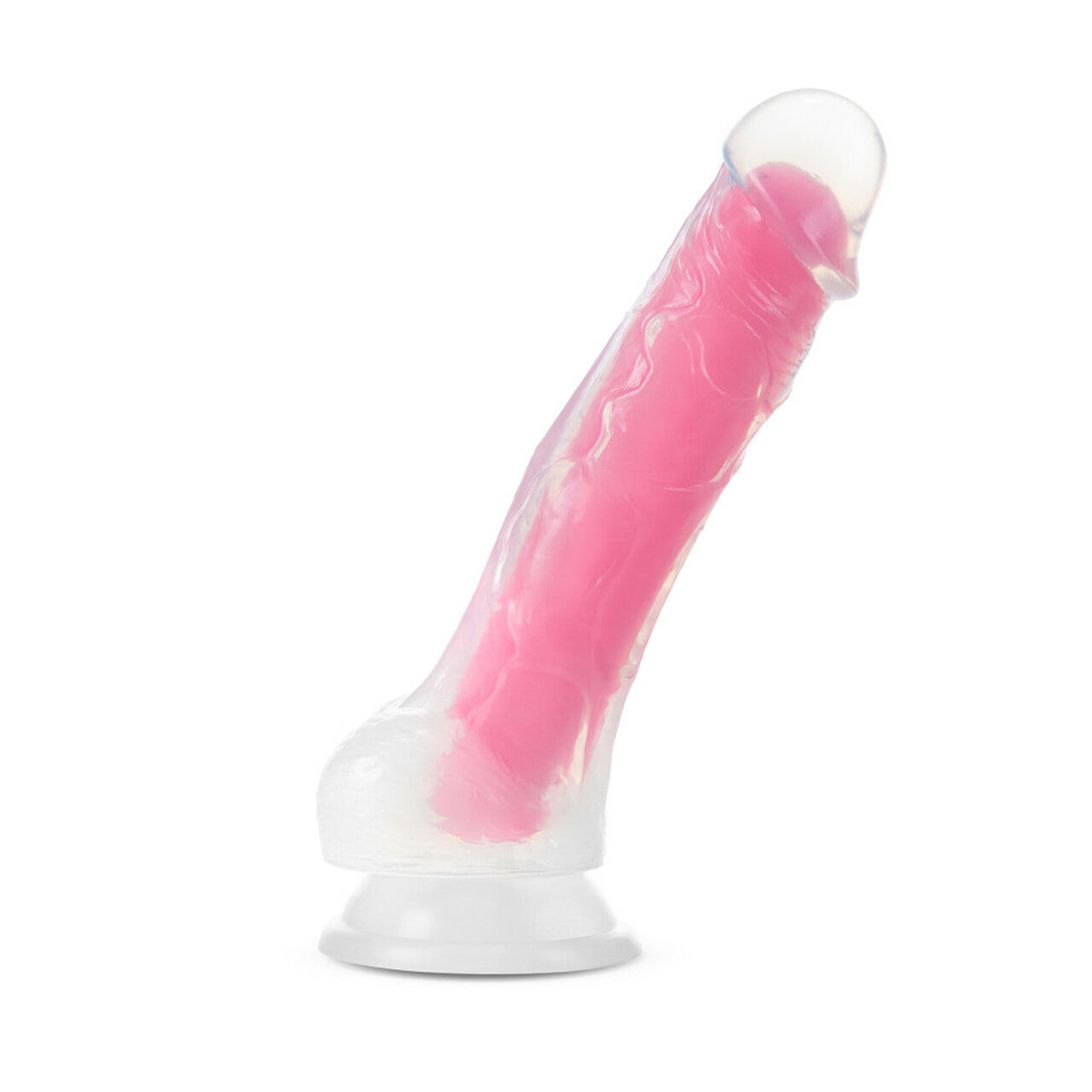 Neo Elite Glow In The Dark Paradise 7.5 In Silicone Cock W/ Balls Neon Pink